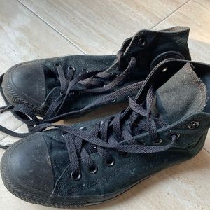 All Black High Top Converse M7/W9 🖤